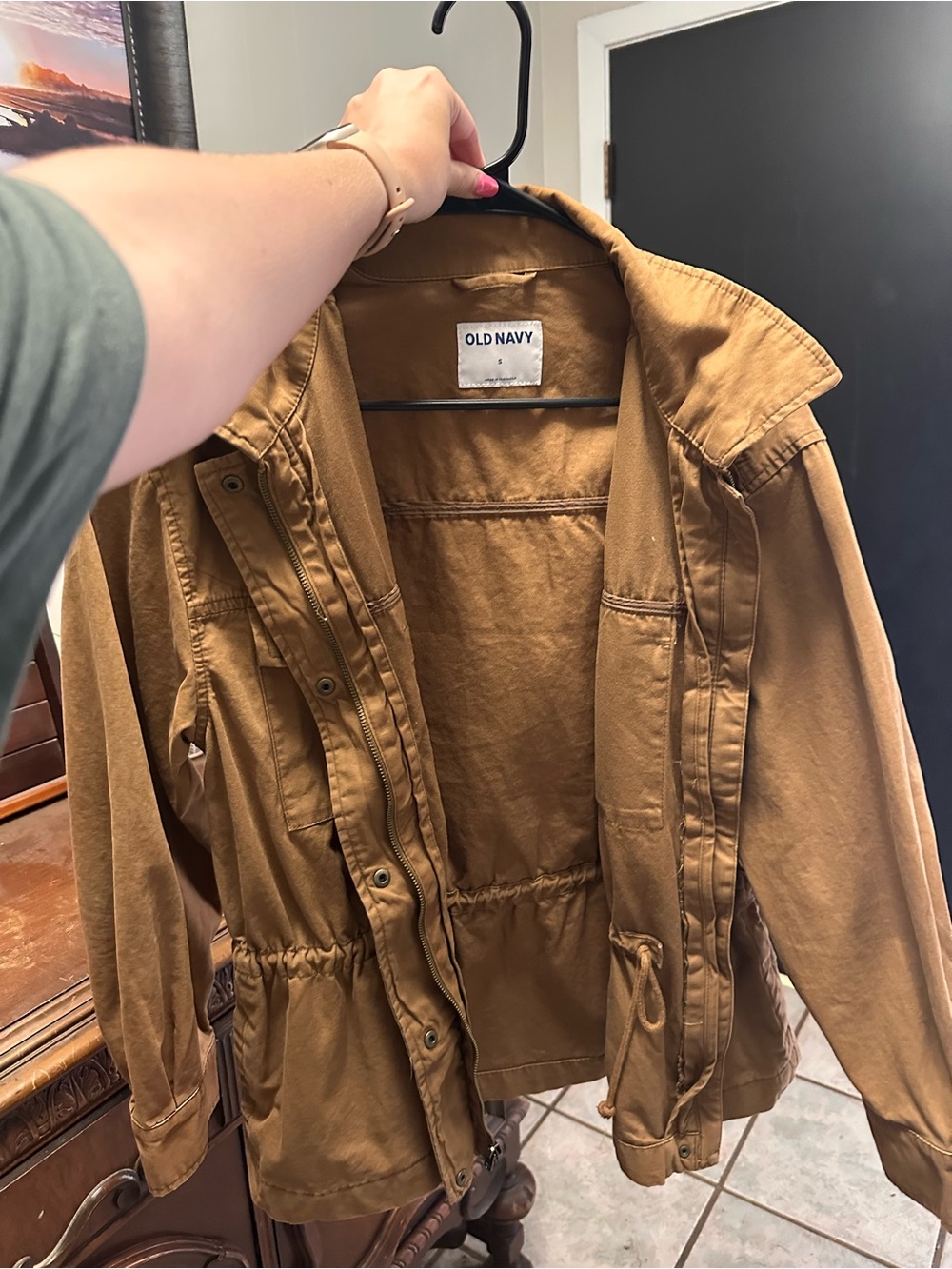 Old Navy Brown Utility Jacket with Drawstring Waist